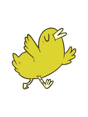 Çizgi film mutlu kuş görüntüsünün renk animasyonu değişiyor