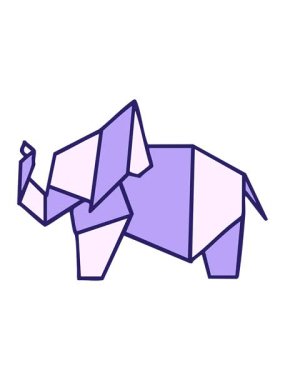 Japon katlanmış kağıt origami filinin animasyonunu canlandırın.