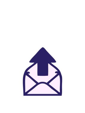 stretching up animation of cute cartoon of a email sign