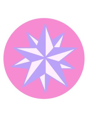 Neon renkli bir yıldızın ikonik dövme stili görüntüsünün canlandırmasını piksel hale getir