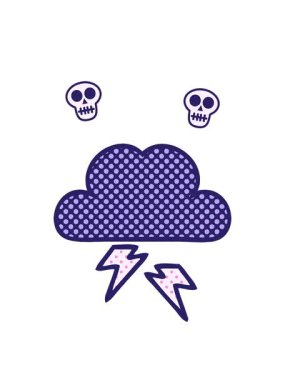 Bir fırtına bulutunun çizgi filminin dönen kafatası animasyonu