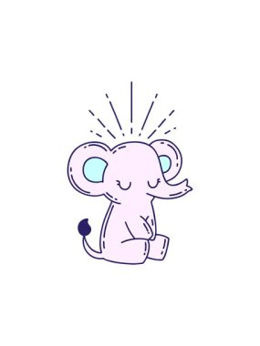 Dövme stili sevimli fil çizgi filminin hareketli animasyonu