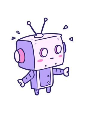 Sevimli çizgi film sürpriz robotunun hareketli animasyonu