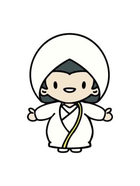 Geleneksel düğün kıyafetli mutlu Japon kadının hareketli animasyonu