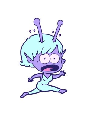 Karikatür şok edici uzaylı kızın animasyonunu durdur ve durdur.