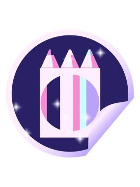 Renkli kalem paketinin simli etkisi grafik vektör illüstrasyon dairesel etiketi