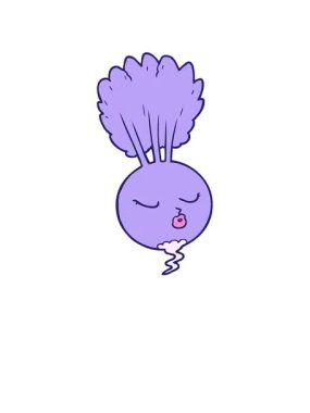 rise and float animation of cartoon root vegetable