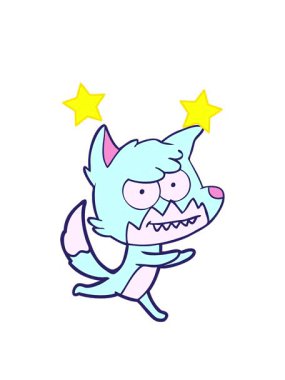 dönen yıldızların çizgi film animasyonu sırıtan tilki tasarımı