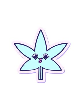 Tatlı bir marihuana yaprağının hareketli çıkartması.