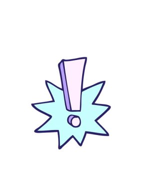 Yanıp sönen radyal çizgiler elle çizilmiş çizgi film tarzı ünlem işareti.