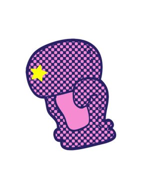 Parlayan yıldızlar bir boks eldiveninin çizgi filmini canlandırır.