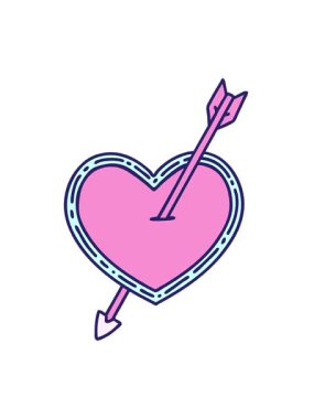 Dövmenin hareketli animasyonu. Okun ve kalbin geleneksel stili.