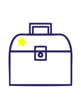 Parlayan yıldızlar, metal bir kutu simgesinin çizgi çiziminin animasyonunu etkiler.