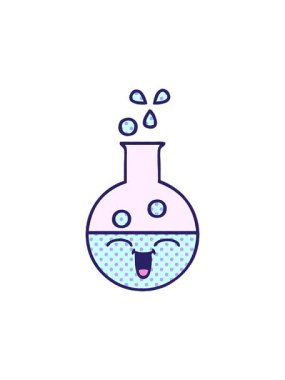 Bir test tüpünün çizgi filminin hareketli animasyonu