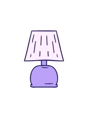 Yatağın kenarındaki lambanın el çizimi karikatürünün gösterişli satış animasyonu