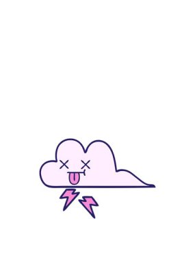 Bir gök gürültüsü bulutunun çizgi filminin zıplama hareketi