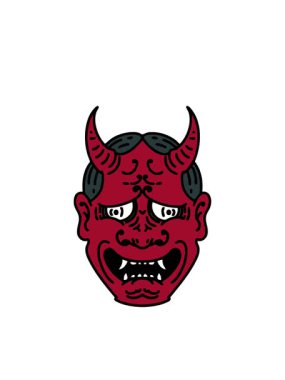 Japon tiyatro kabuki maskesinin yanıp sönen radyal çizgileri.