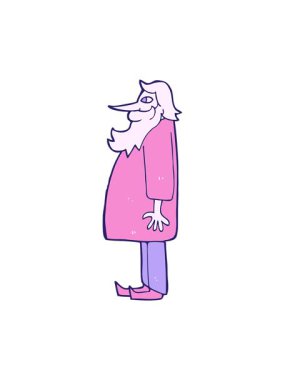 Çizgi film karakteri sakallı yaşlı adamın parlak ışık efekti