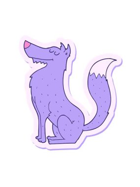 Bir kurt çizgi filminin çıkartmasının titreşimli hareketi.