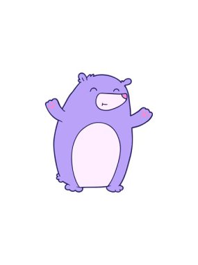 radioactive glowing animation of happy cartoon of bear