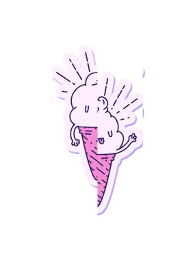 Dövme stili bir dondurma karakterinin el sallaması hareketli animasyonu