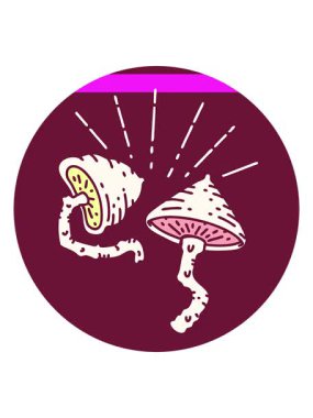 Dövme stili mantar ikonunun parlak renkli animasyonunu çalıştır