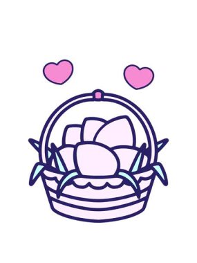 Paskalya sepeti ve yumurtalarının dönen kalp animasyonu