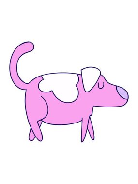 Çizgi film köpek karalamalarının neon ışık efektleri