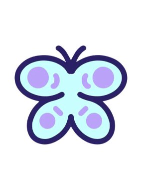 Sevimli bir kelebeğin basit ama cesur çiziminin canlandırmasını renklendir