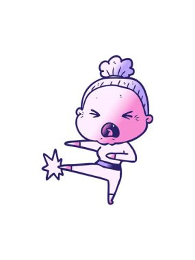 Öfkeli yaşlı kadının basınçlı animasyonu