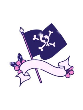 glitter effect animation of tattoo with banner of pirate flag
