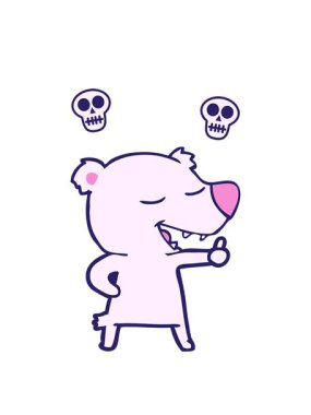 Oyuncak ayının çizgi filminin kafatası animasyonu.