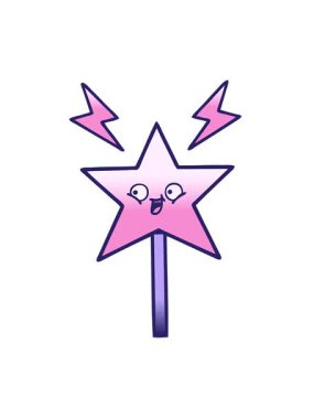 Sihirli bir değneğin gölgeli çizgi filminin hareket animasyonunu oynat