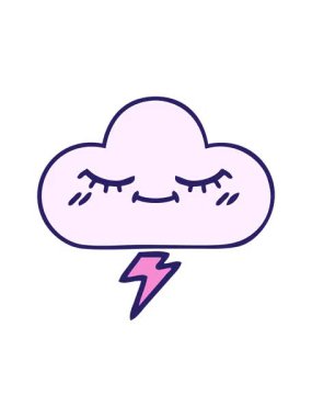 Gökgürültüsü bulutu resminin sevimli karikatürünün efekt animasyonunu göster