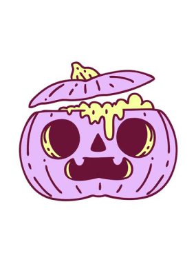 Parlak renkli, ürkütücü bir cadılar bayramı balkabağı çizgi filminin hareketli animasyonu