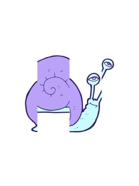 splitting motion animation of cartoon snail