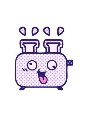 Bir tost makinesinin karikatürünün basınçlı canlandırması