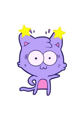 dönen yıldızlar çizgi film animasyonu şaşırmış kedi