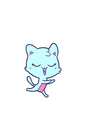 stretching up animation of simple cartoon cat