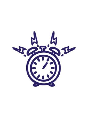 Çalan bir alarm saat simgesinin karikatürünü çizerken basınçlı çizgi film canlandırması