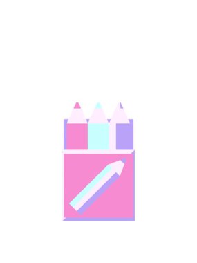 Renkli kalem paketinin yükselişi ve yüzdürülmesi grafik vektör resimleme simgesi