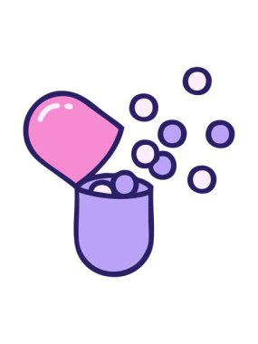 shine light effect animation of a Retro Tattoo Style burst open medical capsule pill