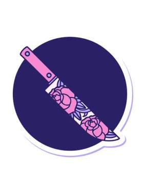 Çiçekli bıçak geleneksel dövme tasarımının canlandırma efekti