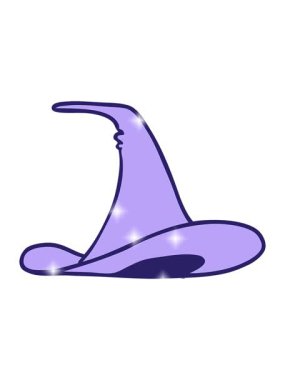 Bir cadı şapkasının çizgi film karalamalarının ışıltı etkisi.