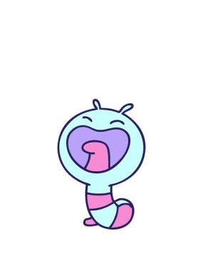 Mutlu bir tırtıl solucanının çizgi filmini canlandırıyorum.