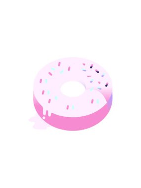 Lezzetli bir buzlu çöreğin düz renkli çizgi filminin yıldız patlaması etkisi animasyonu