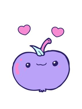 Karikatür elma tasarımının dönen kalp animasyonu