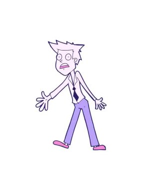 shivering motion animation of cartoon stressed man