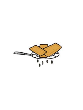 Kızarmış Brezilya pastellerinin yatay titreşimli animasyonu