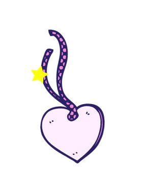 Parlayan yıldızlar karikatür karikatür kalp şeklinde hediye etiketinin animasyonunu etkiler.